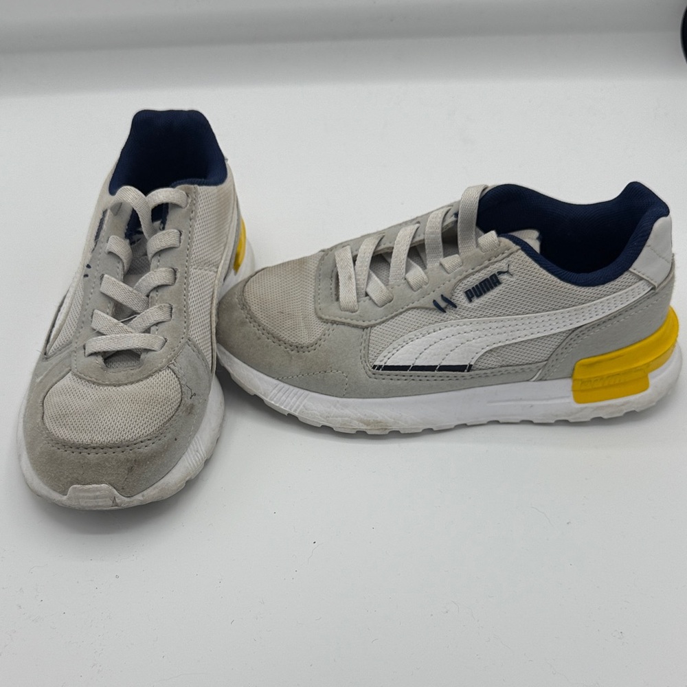 Puma White and Yellow Athletic Shoes